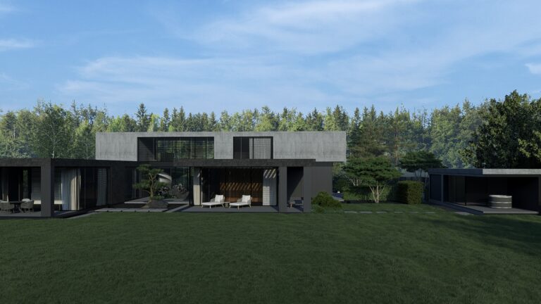 Projekt nowoczesnego ogrodu przydomowego w Katowicach - wizualizacja