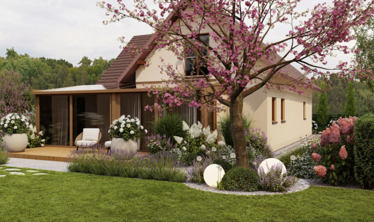 Zrealizowany projekt pięknego ogrodu przy domu w Bytomiu