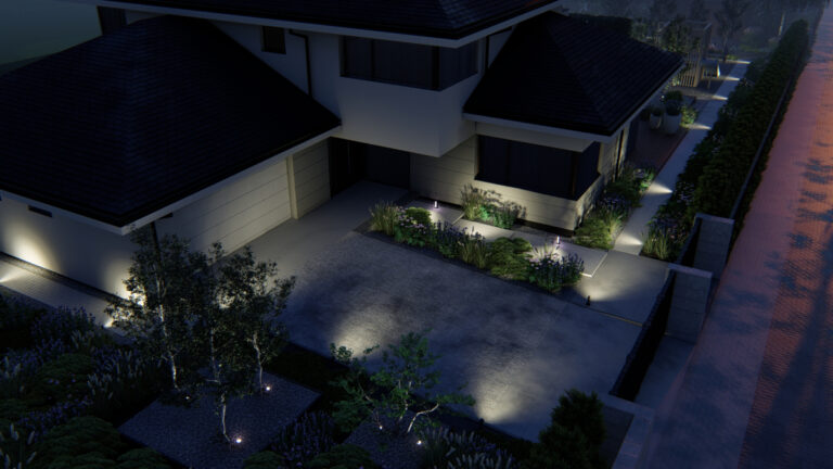 Ogródek z podświetleniem ciągów komunikacyjnych w Zabrzu