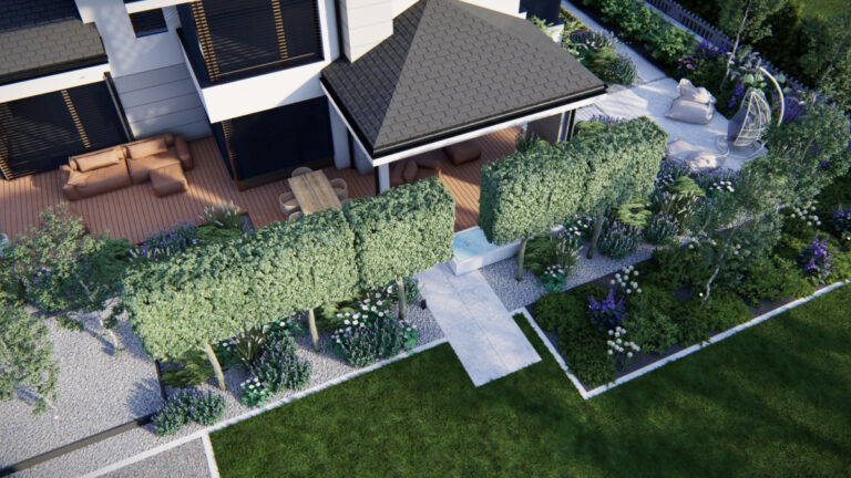 Projekt ogródka z rozdzieleniem stref - Zabrze