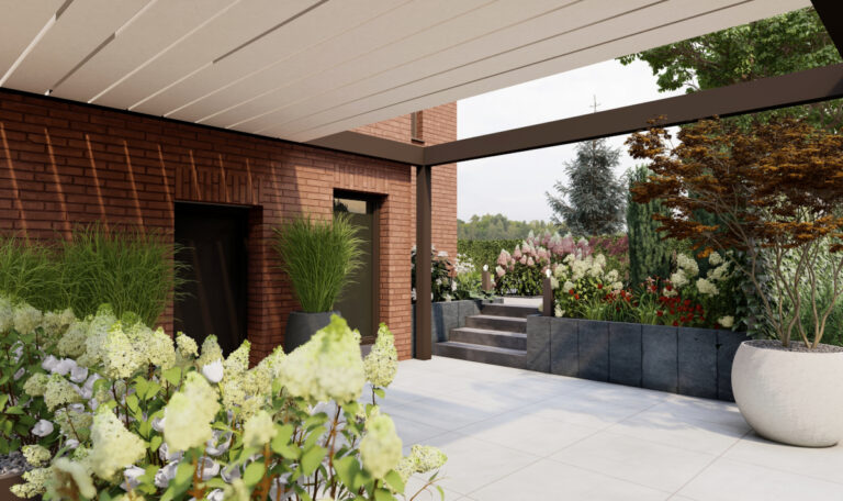 Zadaszona strefa relaksu z ogrodzie - Ruda Śląska